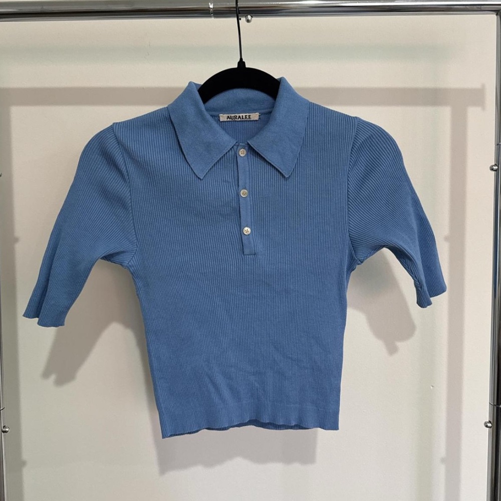 Auralee Ribbed Polo Top